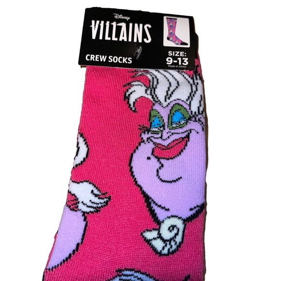Disney Villains Ursula Pink Crew Socks. Christmas Stocking Stuffer! - Picture 1 of 2
